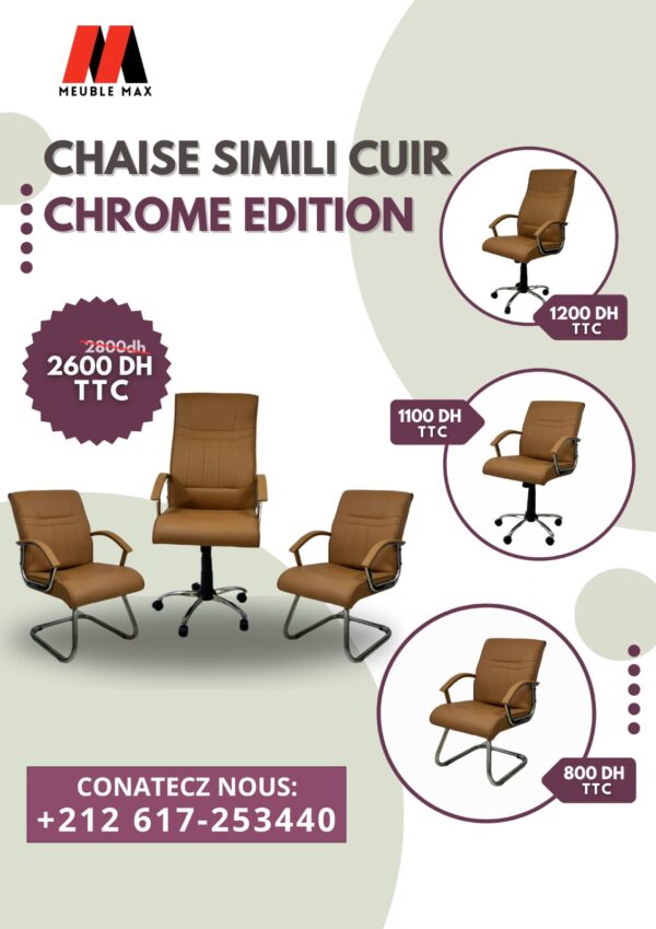 L'Ensemble Chaise Simili Cuir Chrome Edition